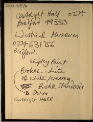 Helen Chadwick (1953-1996) Notebook on 'Fine Art/Fine Ale' Spread 1 verso