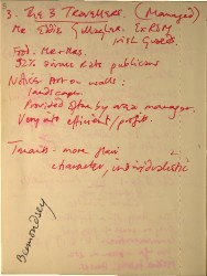 Helen Chadwick (1953-1996) Notebook on 'Fine Art/Fine Ale' Spread 3 verso
