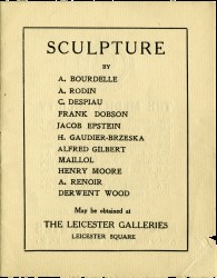 Henry Moore Exhibition Catalogue, Leicester Galleries, London, 1931 Spread 1 recto