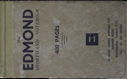 David Dye, green 'The Edmond Shorthand Notebook', c. 1972-73 Spread 0 cover